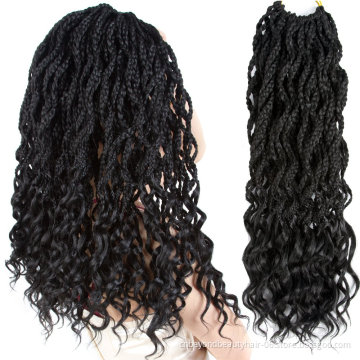 24inch wholesale wavy Box Braids Hair synthetic Hair Extensions Pre Looped Goddess 3X Box Crotchet Braids Hair curly box braids